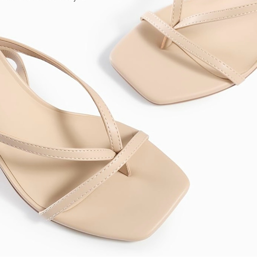 New! Strappy beige heels sandals pumps size 9.5